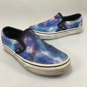 Vans 6.5 Galaxy White Slip-On Skate Gym Shoes Sneakers Kicks